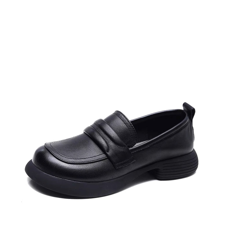 Mocassin Compense Femme Cuir Noir