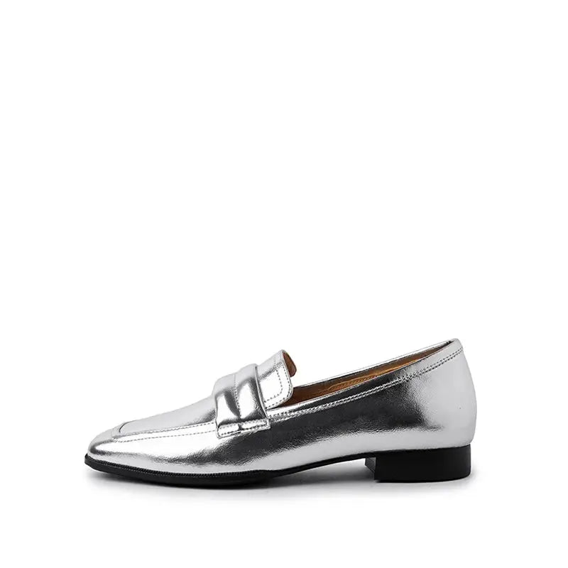 Mocassin Cuir Argent Femme Mocassinno