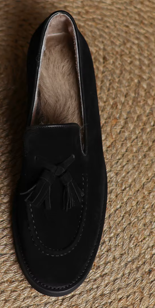 Chaussure Fourrure Femme à Gland Noir