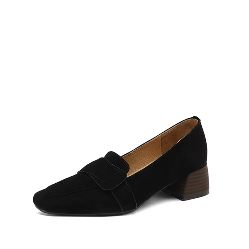 Mocassin Boucle en Nubuck avec Talon - Noir