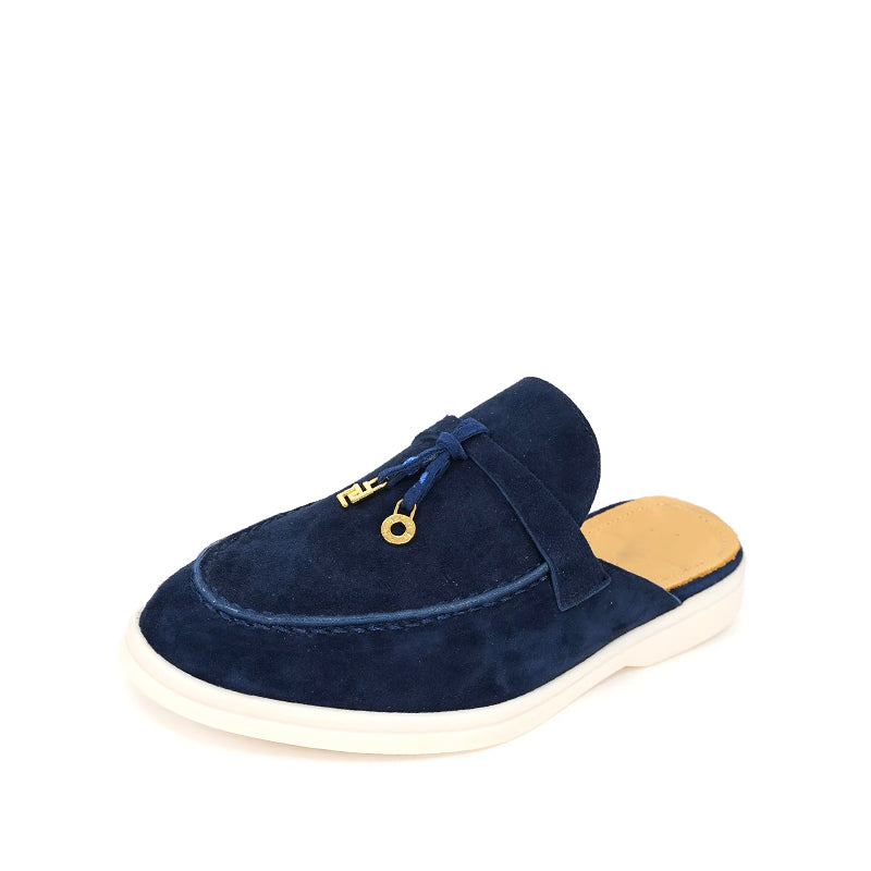 Mocassin Daim Femme Ouvert à Gland - Bleu Marine
