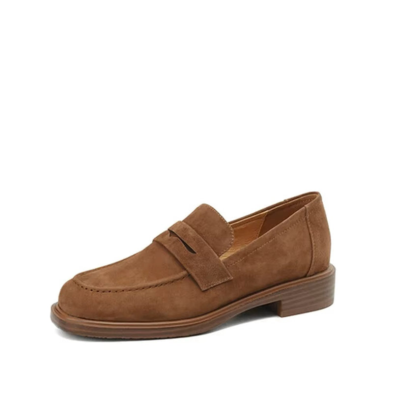 Mocassin Femme Talon 3 cm en Nubuck Camel