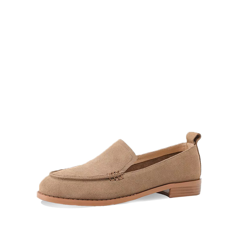 Mocassin Nubuck Femme avec Petit Talon Kaki